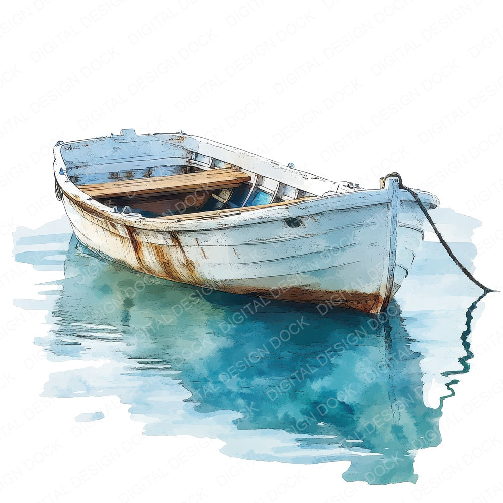 Old Amalfi Fishing Boat fussy cut sheet in A4 format showing all 12 designs on one printable page