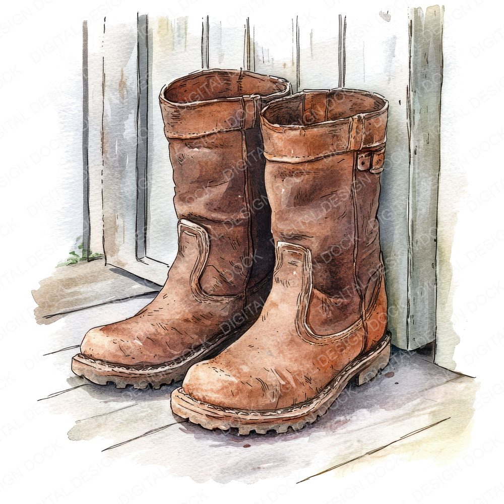 Old Boots at the Door Clipart Set (DDD006197)
