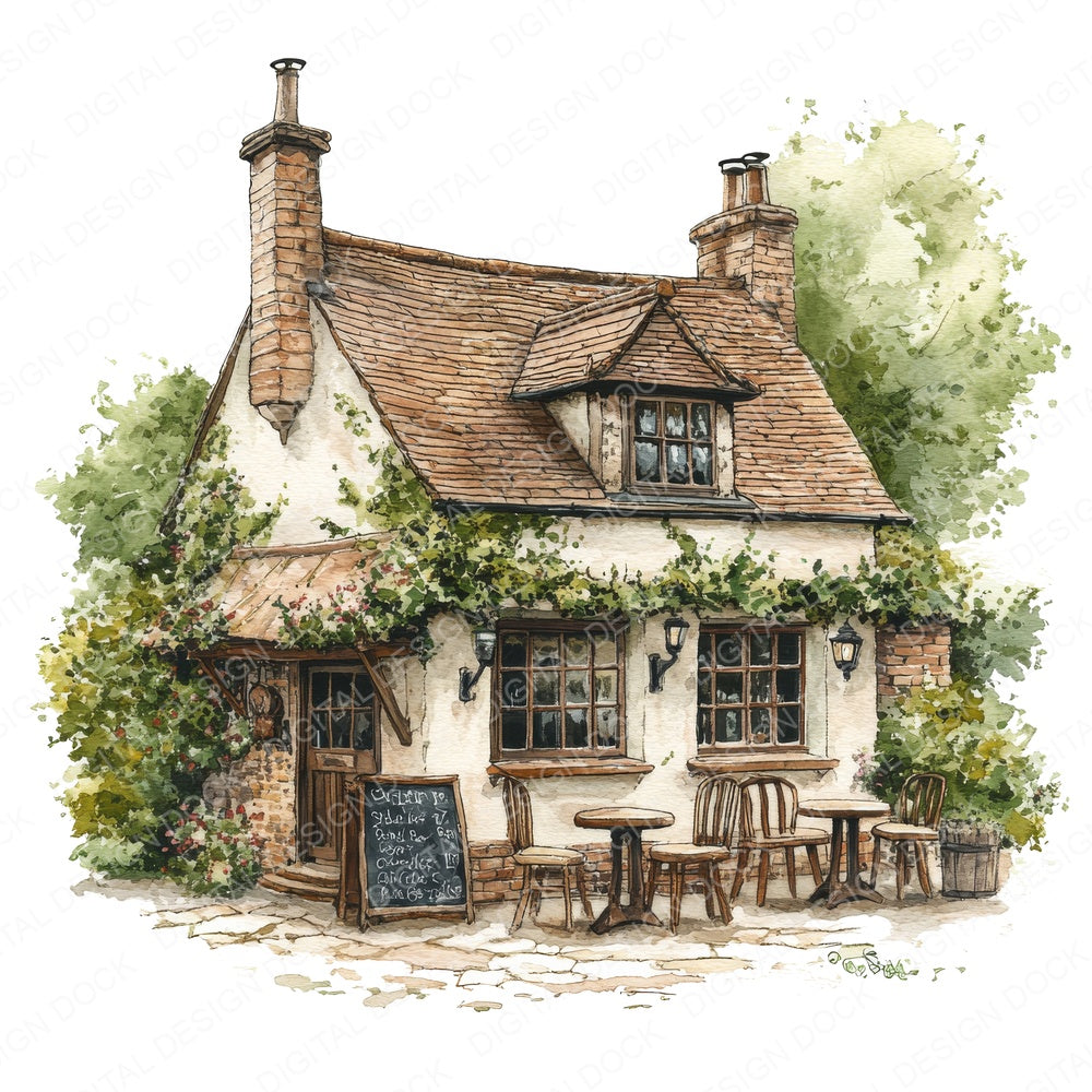 Old English Pub Bar fussy cut sheet in US Letter format showing all 12 designs on one printable page