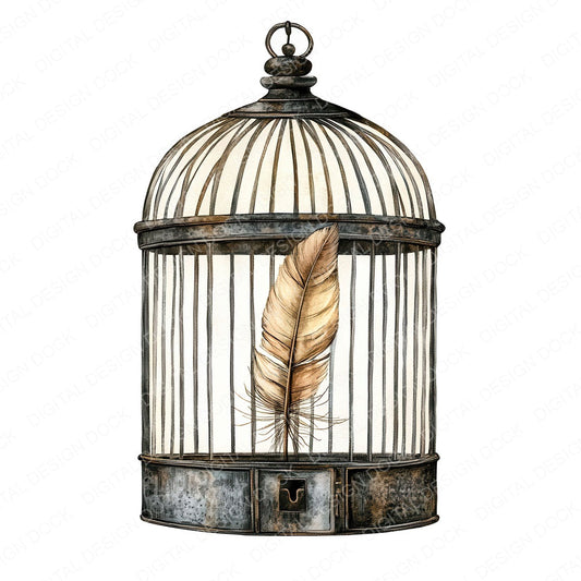 Open Birdcage with Feather fussy cut sheet in US Letter format showing all 12 designs on one printable page