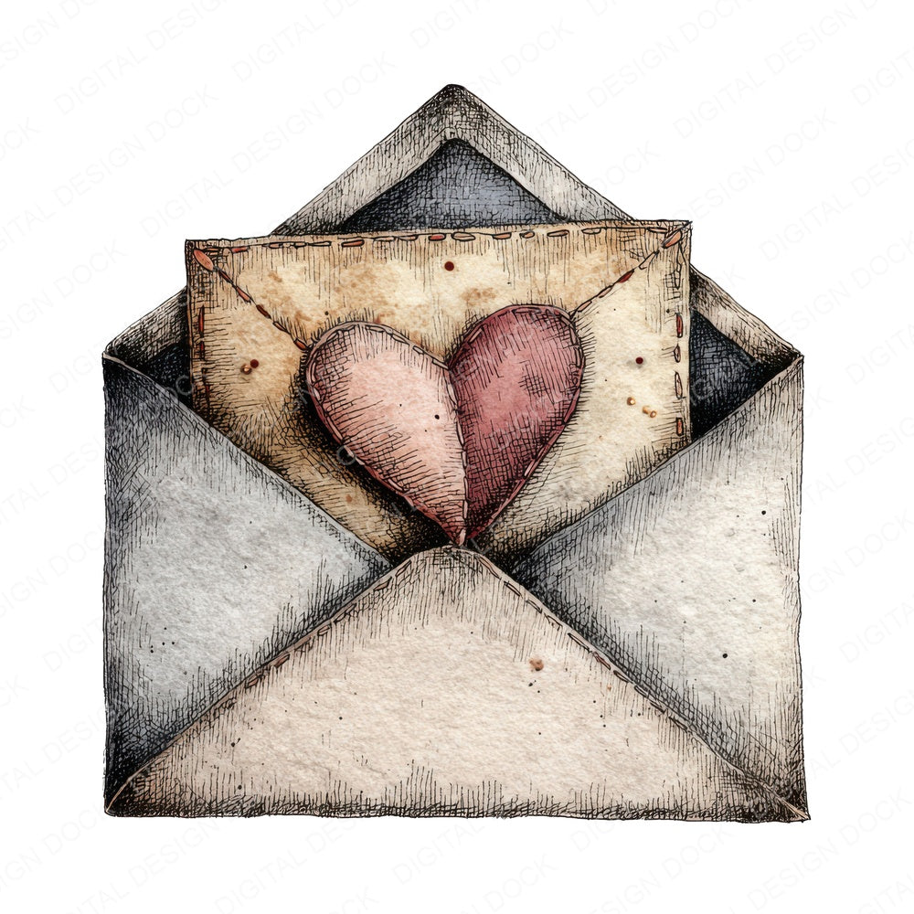 Open Love Letter fussy cut sheet in US Letter format showing all 12 designs on one printable page