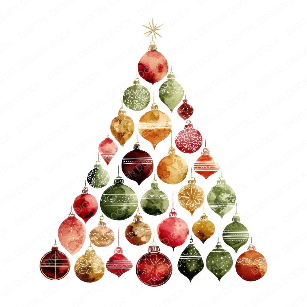 Ornament Christmas Tree Clipart Set (DDD006218)