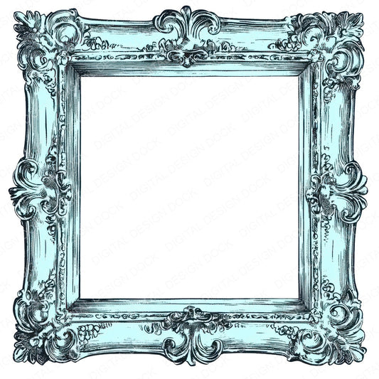 Ornate Blue Picture Frame fussy cut sheet in A4 format showing all 12 designs on one printable page