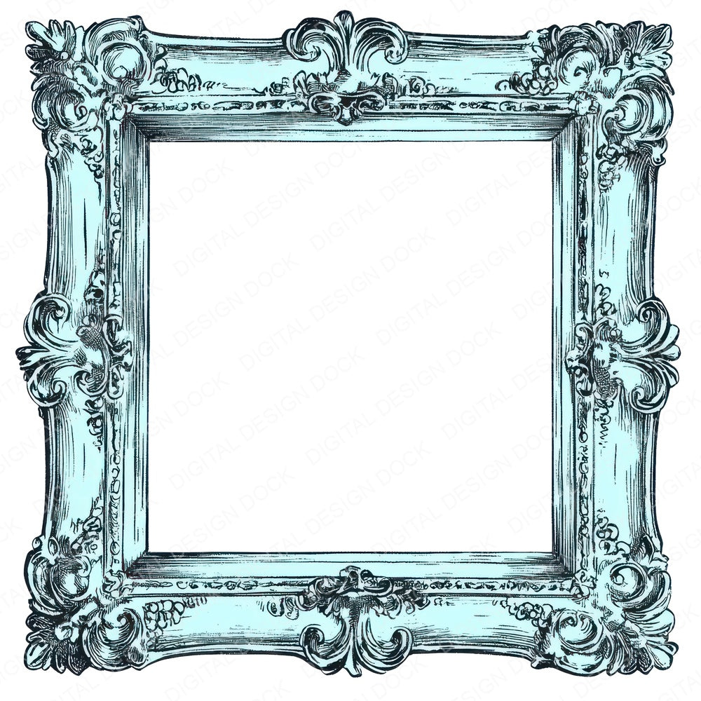 Ornate Blue Picture Frame Fussy Cut Sheets (DDD010596)