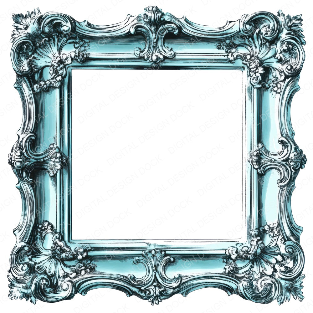 Ornate Blue Picture Frame Clipart Set (DDD006220)