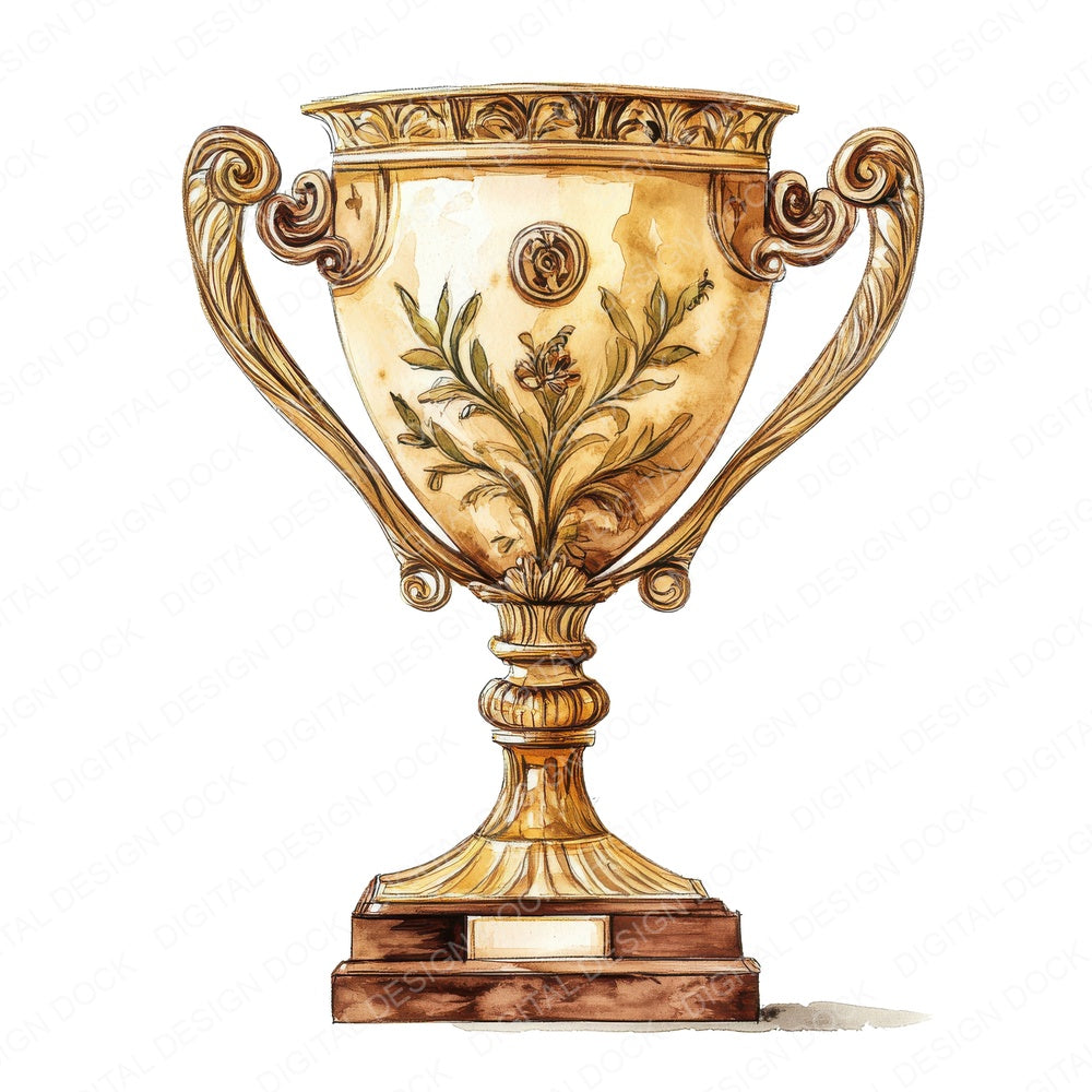 Ornate Gold Trophy fussy cut sheet in A4 format showing all 12 designs on one printable page