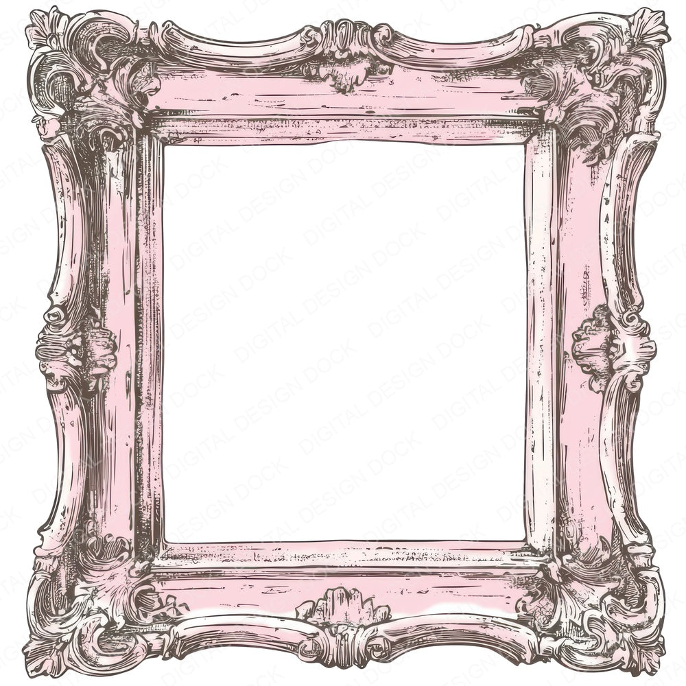 Ornate Pink Picture Frame fussy cut sheet in A4 format showing all 12 designs on one printable page
