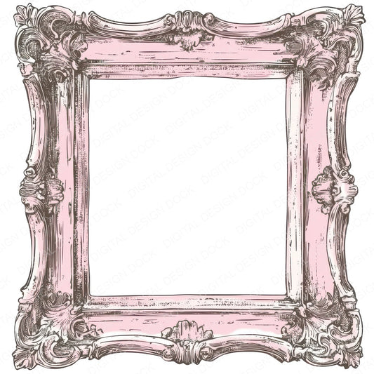 Ornate Pink Picture Frame fussy cut sheet in A4 format showing all 12 designs on one printable page