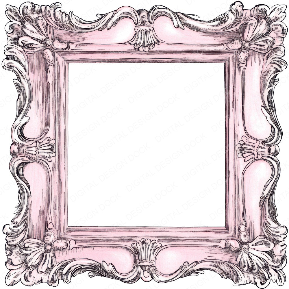 Ornate Pink Picture Frame fussy cut sheet in US Letter format showing all 12 designs on one printable page