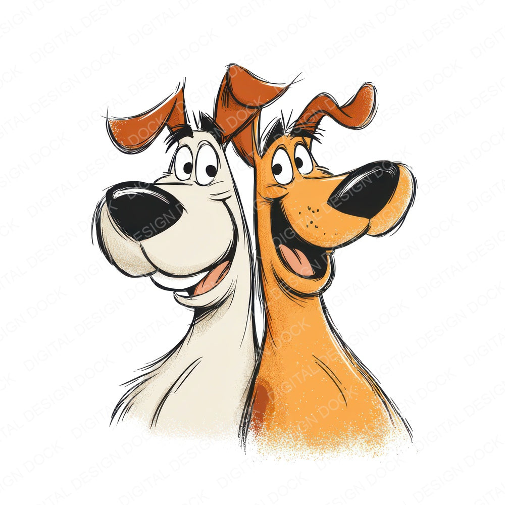 Pair of Goofy Dogs fussy cut sheet in A4 format showing all 12 designs on one printable page