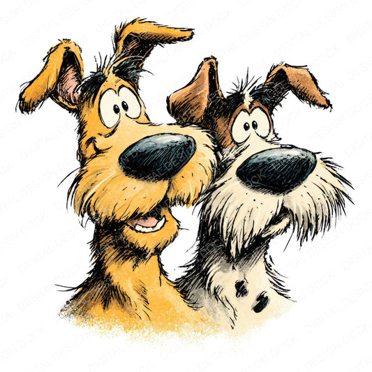 Pair of Goofy Dogs fussy cut sheet in US Letter format showing all 12 designs on one printable page