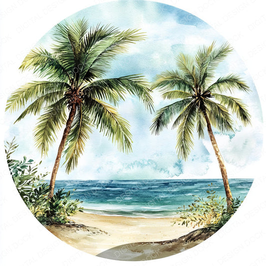 Palm Beach Round Design fussy cut sheet in A4 format showing all 12 designs on one printable page