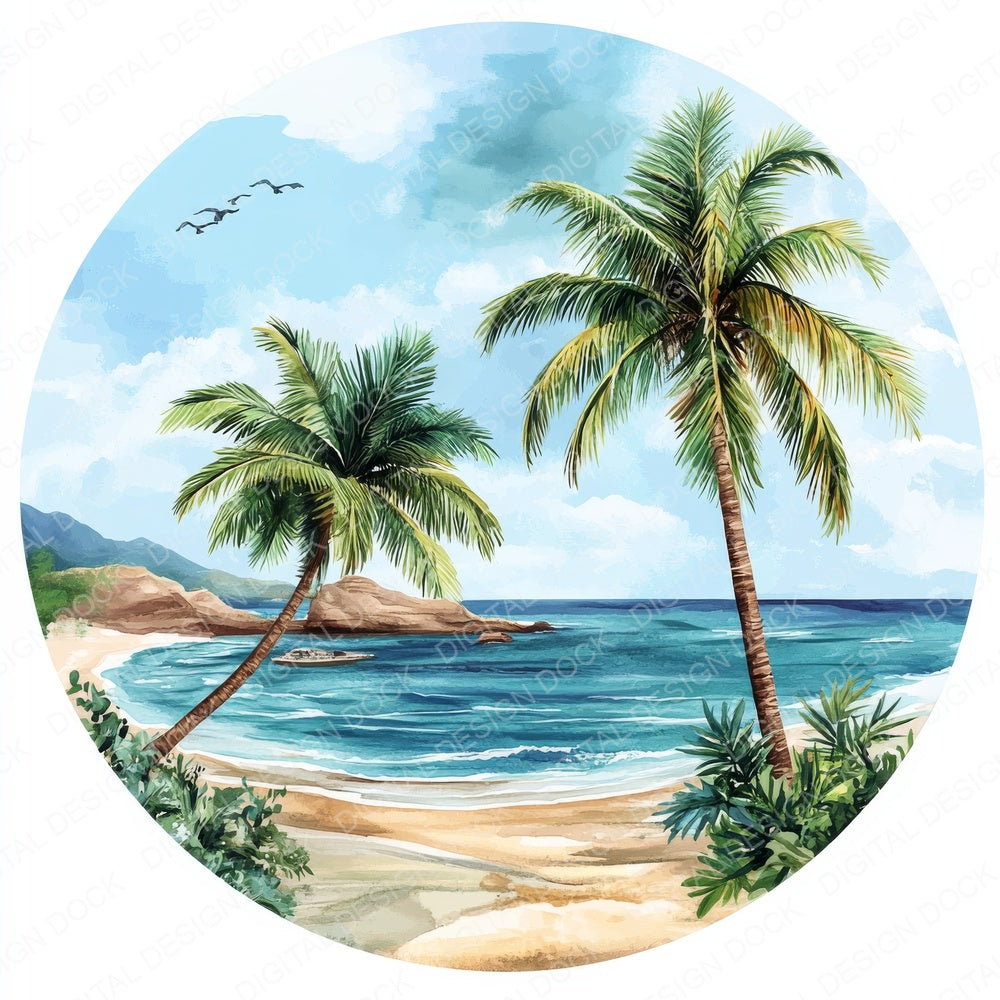 Palm Beach Round Design fussy cut sheet in US Letter format showing all 12 designs on one printable page