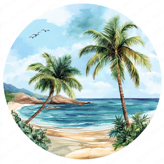 Palm Beach Round Design fussy cut sheet in US Letter format showing all 12 designs on one printable page