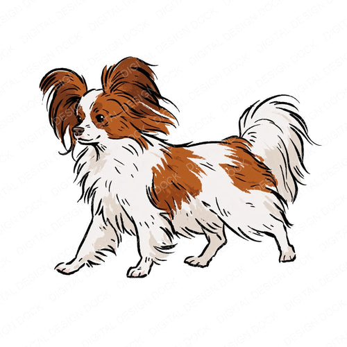 Single Papillon Watercolour Dog clipart design shown full size