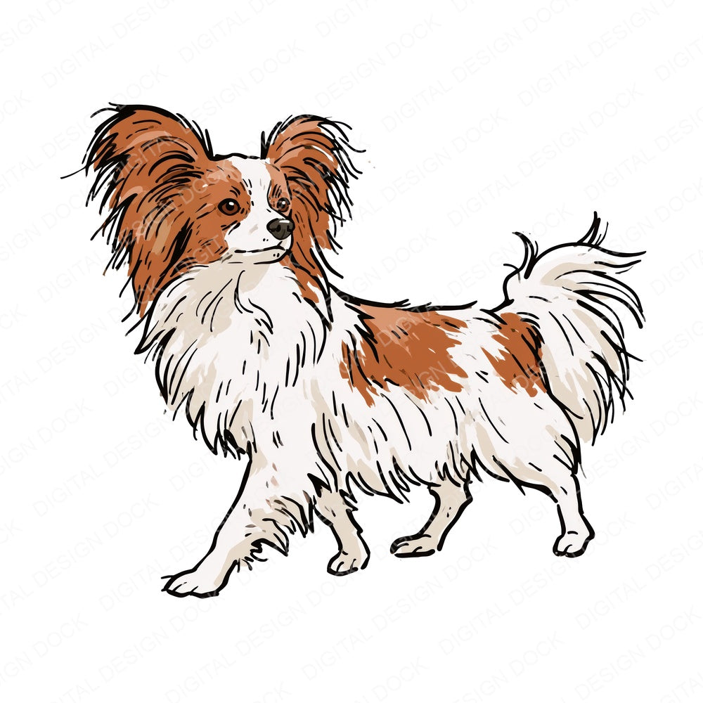 Another Papillon Watercolour Dog clipart design shown full size