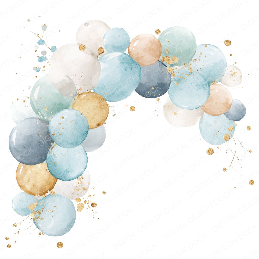 Pastel Balloon Arch fussy cut sheet in A4 format showing all 12 designs on one printable page