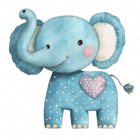 Pastel Elephant Patchwork fussy cut sheet in A4 format showing all 12 designs on one printable page