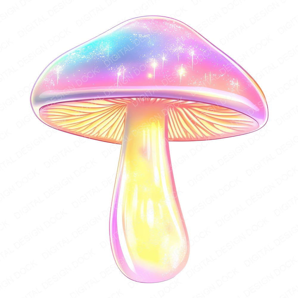 Pastel Glowing Mushroom fussy cut sheet in US Letter format showing all 12 designs on one printable page