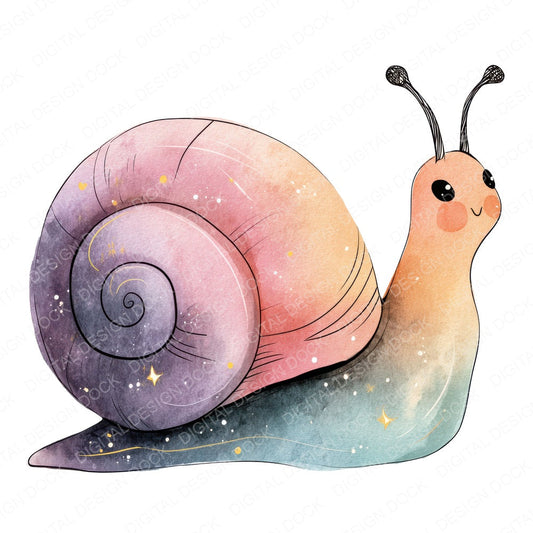 Pastel Ombre Snail fussy cut sheet in A4 format showing all 12 designs on one printable page