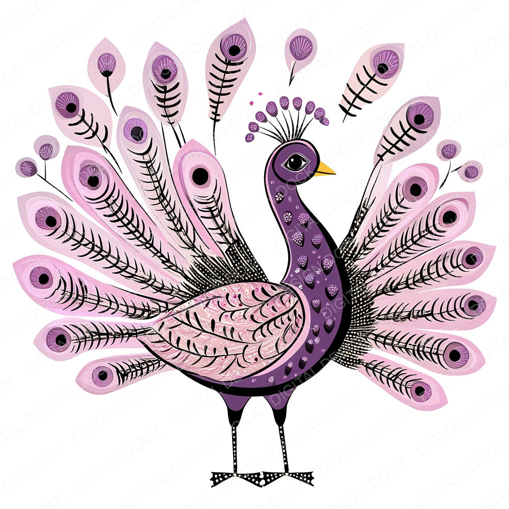 Pastel Peacock Motif fussy cut sheet in A4 format showing all 12 designs on one printable page
