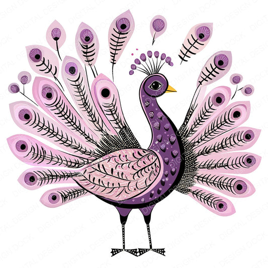 Pastel Peacock Motif fussy cut sheet in A4 format showing all 12 designs on one printable page