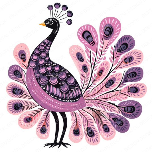 Pastel Peacock Motif fussy cut sheet in US Letter format showing all 12 designs on one printable page