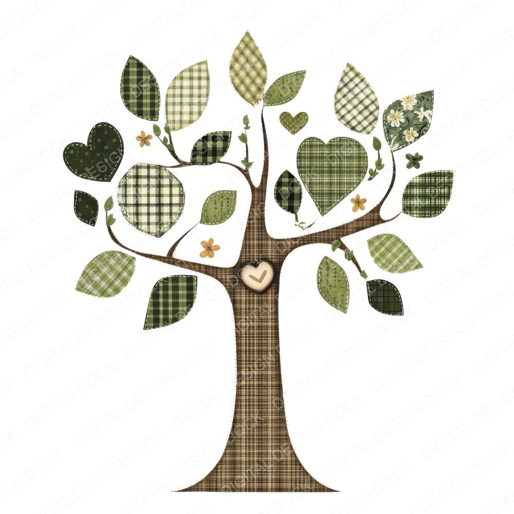 Patch Tree with Button Leaf Clipart Set (DDD006259)