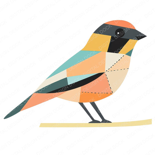 Patchwork Bird Pastels fussy cut sheet in A4 format showing all 12 designs on one printable page