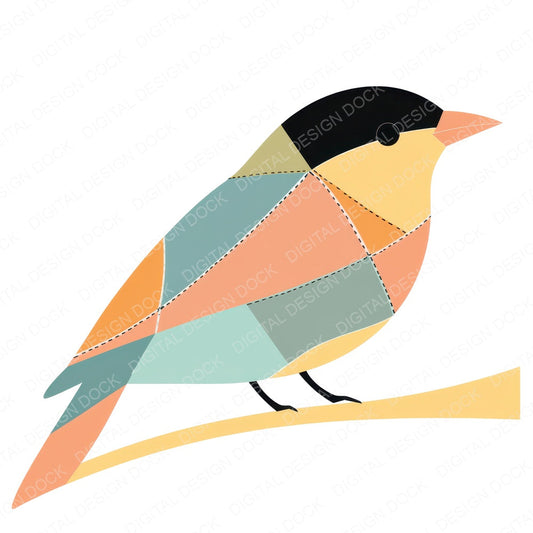 Patchwork Bird Pastels fussy cut sheet in US Letter format showing all 12 designs on one printable page