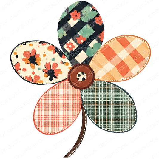 Patchwork Fabric Button Flower fussy cut sheet in A4 format showing all 12 designs on one printable page