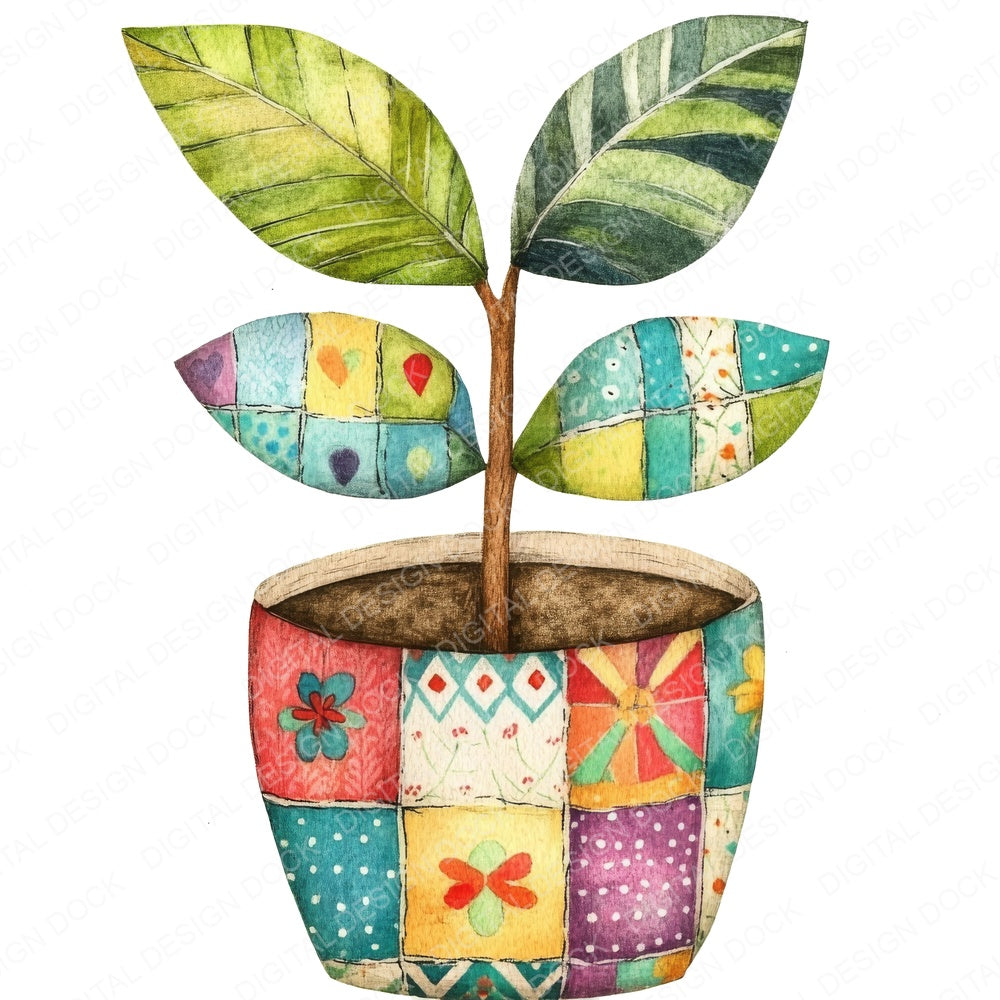Patchwork House Plant Fussy Cut Sheets (DDD010640)