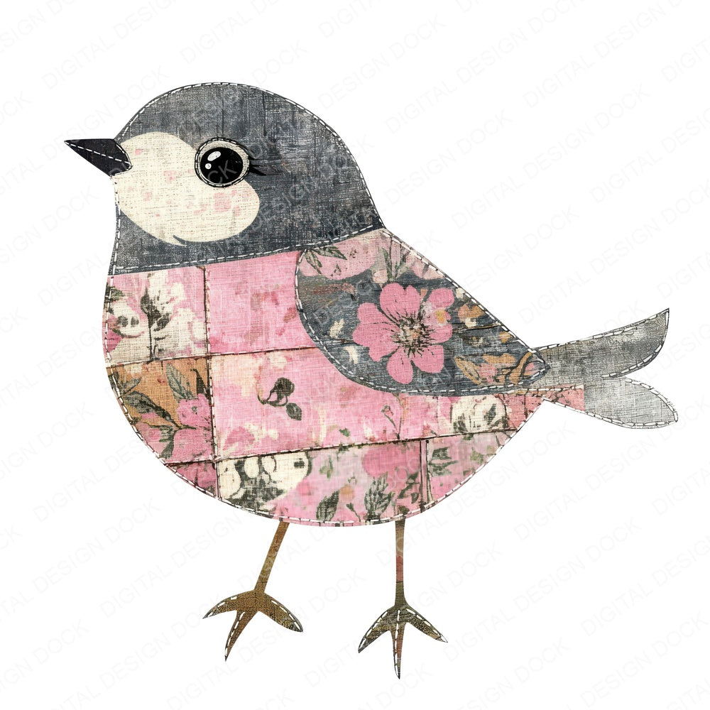 Patchwork Robin fussy cut sheet in A4 format showing all 12 designs on one printable page