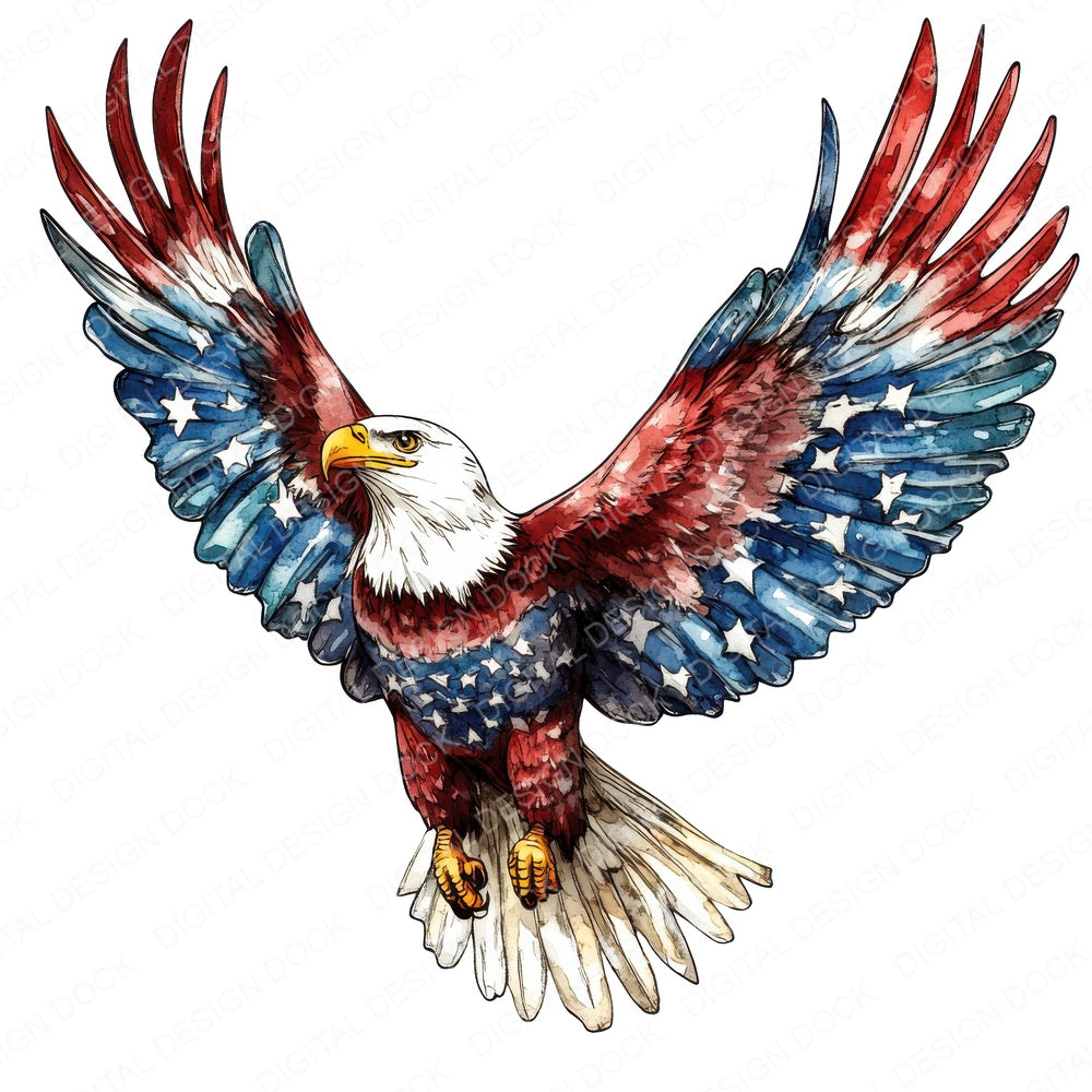Patriotic Bald Eagle fussy cut sheet in A4 format showing all 12 designs on one printable page