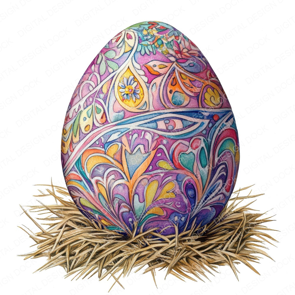 Patterned Easter Egg fussy cut sheet in A4 format showing all 12 designs on one printable page