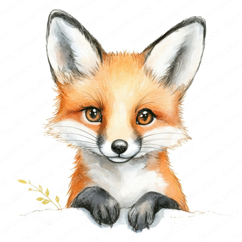Peeking Cute Fox fussy cut sheet in A4 format showing all 12 designs on one printable page
