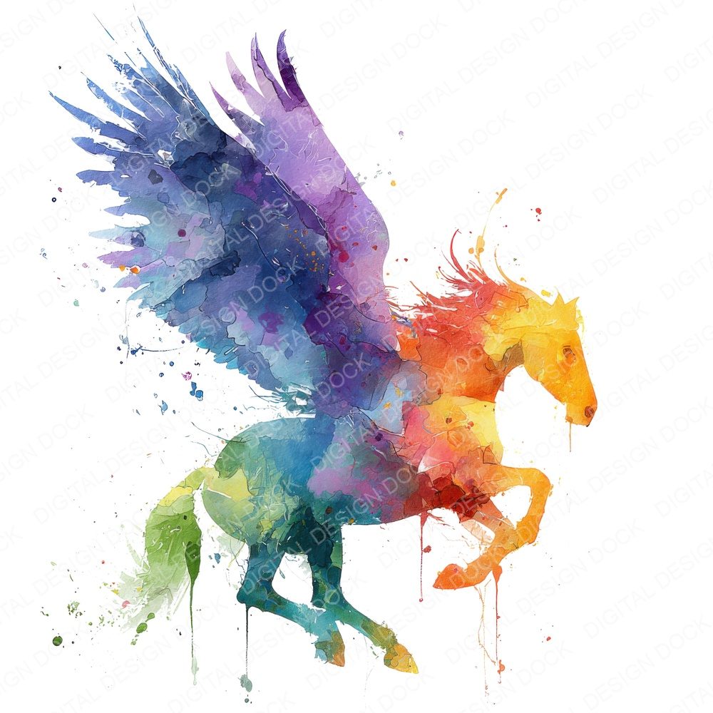 Pegasus Colour Splash Clipart Set (DDD006280)