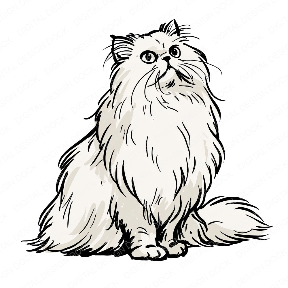 Another Persian Watercolour Cat clipart design shown full size