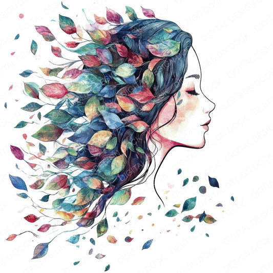 Petal Hair Woman fussy cut sheet in A4 format showing all 12 designs on one printable page