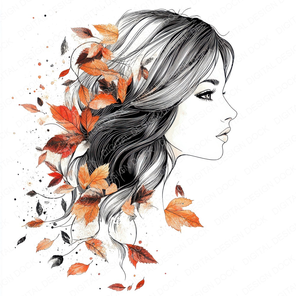 Petal Hair Woman fussy cut sheet in US Letter format showing all 12 designs on one printable page