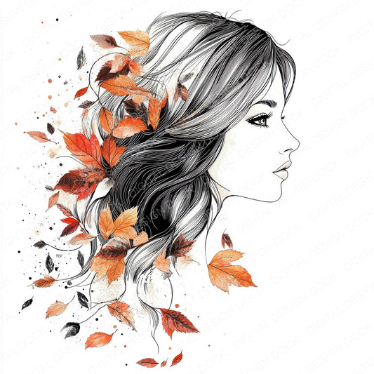 Petal Hair Woman fussy cut sheet in US Letter format showing all 12 designs on one printable page