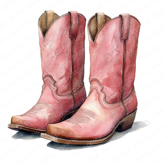 Pink Cowboy Boots fussy cut sheet in A4 format showing all 12 designs on one printable page
