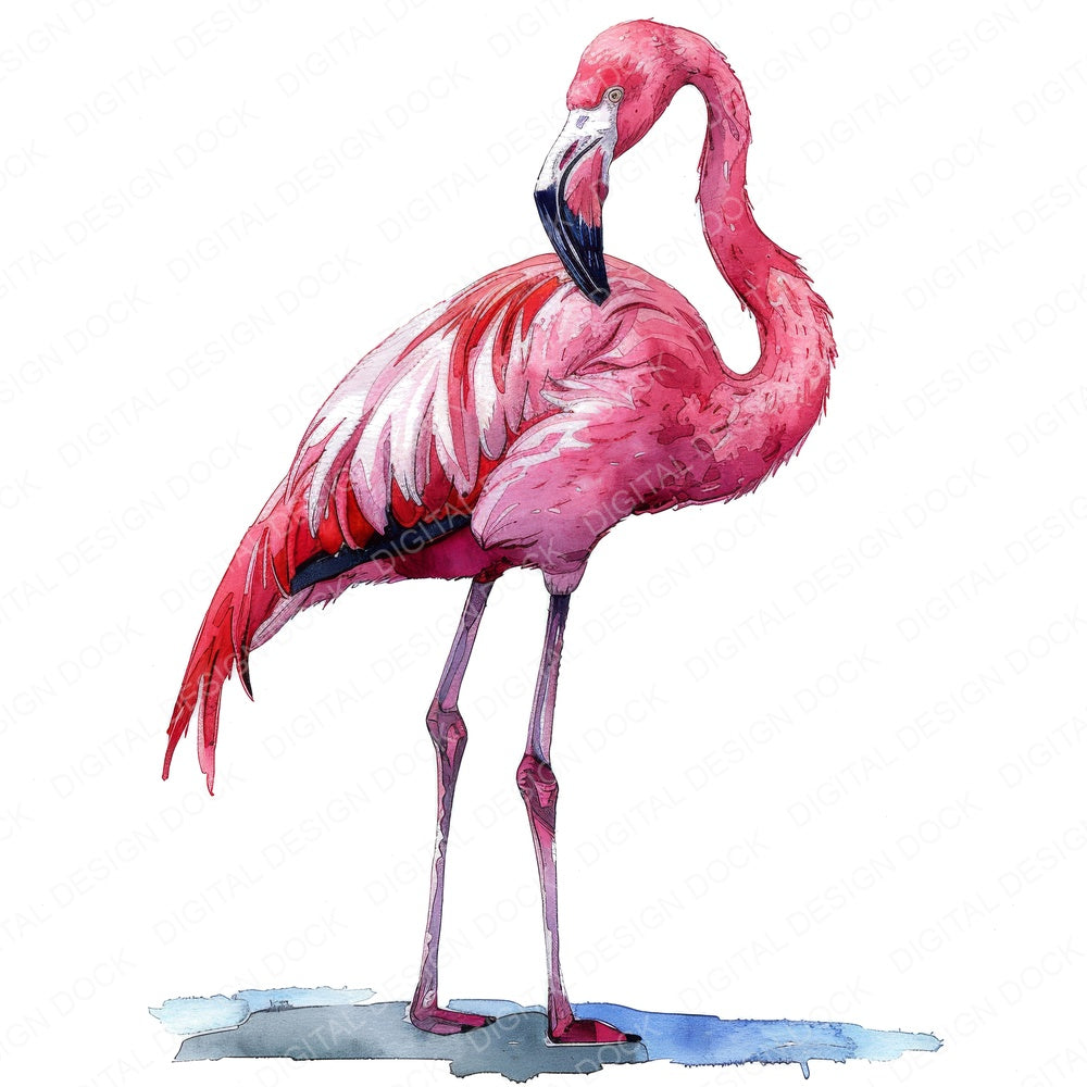 Pink Flamingo fussy cut sheet in A4 format showing all 12 designs on one printable page