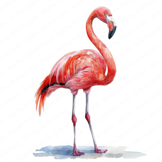 Pink Flamingo fussy cut sheet in US Letter format showing all 12 designs on one printable page