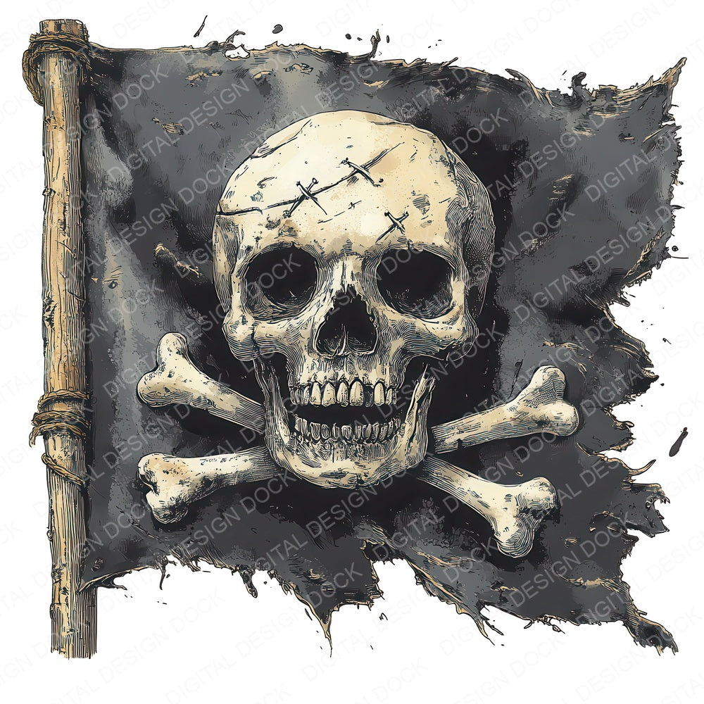 Pirate Flag fussy cut sheet in A4 format showing all 12 designs on one printable page