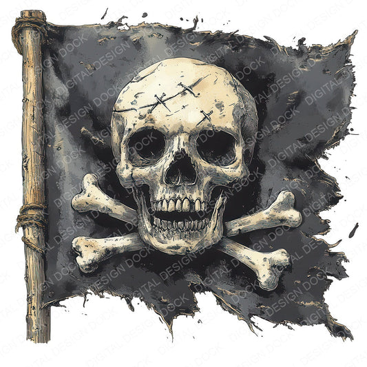Pirate Flag fussy cut sheet in A4 format showing all 12 designs on one printable page