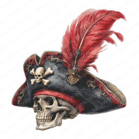 Pirate Hat Feather fussy cut sheet in A4 format showing all 12 designs on one printable page
