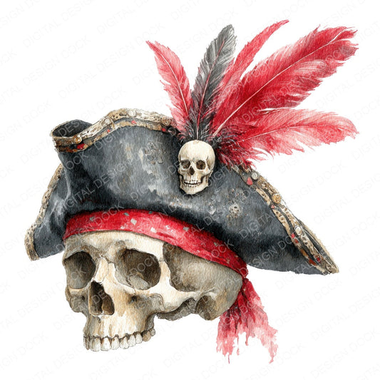 Pirate Hat Feather fussy cut sheet in US Letter format showing all 12 designs on one printable page