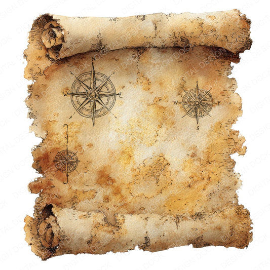 Pirate Scroll Map Clipart Set (DDD006317)