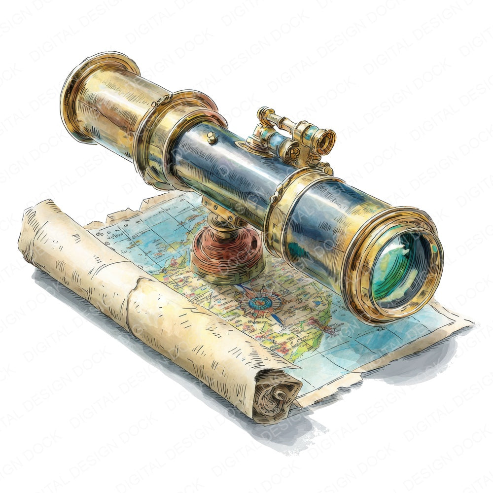Pirate Telescope Map fussy cut sheet in US Letter format showing all 12 designs on one printable page